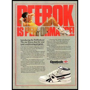 1987 Reebok ProWorkout Fitness Shoe Vintage Print Ad Sneaker Hightops Wall Art
